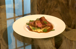 Andi Oliver roast lamb rump with sorrel sauce and risotto on Saturday Kitchen