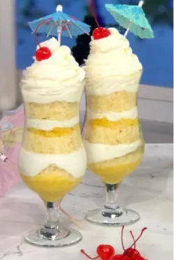 Juliet Sear’s Pina Colada Mocktails with coconut sponge on This Morning