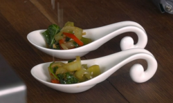 Nick Nairn and Dougie Vipond stir fried bok choy with ginger, garlic, chili and sesame seeds on  ...