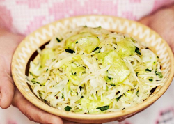 Olia Hercules cucumber and cabbage salad on Sunday Brunch