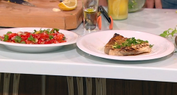 Rick Stein grilled swordfish with salmoriglio and Moroccan tomato salad on Saturday Kitchen