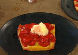 Matt  Tebbutt strawberry galette with Pimm’s, pastry cream and clotted cream on Saturday K ...