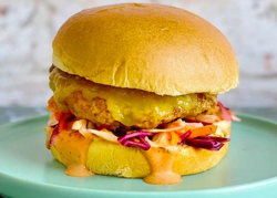 John Gregory-Smith hoisin mushroom burgers with crispy kale and sriracha mayo on Sunday Brunch