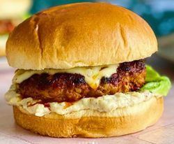 John Gregory-Smith Mexican pork burger with chipotle mayo on Sunday Brunch