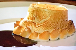 James Martin coffee and banana Alaska with Italian meringue and a hot chocolate sauce on James M ...