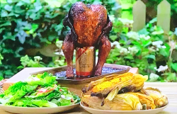 Tom Kerridge’s BBQ beer-can chicken with jerk spices, salad and buttery spiced corn on Tom Kerri ...