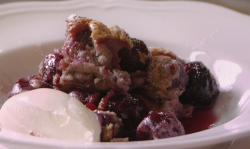 Raymond Blanc cherry clafoutis with black pepper, cinnamon and creme fraiche on Saturday Kitchen