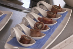 Nick Nairn and Dougie Vipond’s devils and horseback with bacon, dates and blue cheese on The Gre ...