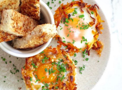 Adria Wu Root Vegetable Nest Baked Eggs and Toast Soldiers on Sunday Brunch