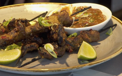 Nick Nairn and Dougie Vipond’s goat satay with peanut sauce on The Great Food Guys