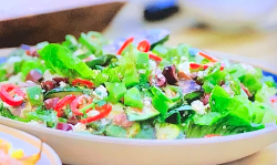 Tom Kerridge’s BBQ courgette salad with feta and sherry vinegar on Tom Kerridge Barbecues