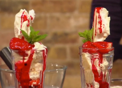 Tony Singh’s Scottish Strawberry sundae with monkey blood on Saturday Kitchen