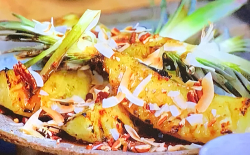Tom Kerridge’s charred pineapple with sticky salted rum caramel, toasted coconut and ice c ...