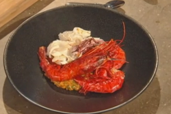 Freddy bird’s  carabineros prawns and squid bomba rice with brandy alioli on Saturday Kitchen