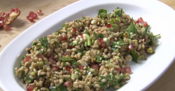 Rick Stein Turkish Pomegranate salad with  pearl barley, pistachios and mint on Saturday Kitchen