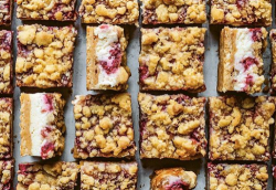 Edd Kimber’s raspberry cheesecake streusel squares on Sunday Brunch