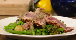 Theo Randall seared tuna with potatoes, peas, green beans and a anchovy and rosemary sauce on Sa ...