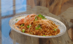 Ching’s veggie mushrooms with kimchi and water chestnut fried rice on Saturday kitchen