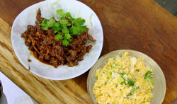 James Martin deep fried chilli beef with egg fried rice on James Martin’s Saturday Morning