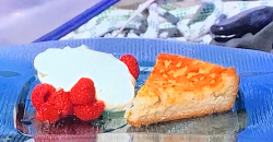 James Martin Ibizan cheesecake with orange and honey cream on James Martin’s Mediterranean