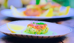 Jamie’s smoked haddock fish cakes with Maris piper potatoes and chive sauce on Jamie: Keep ...