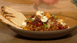 Tomer Amedi’s kebab with pine nuts, pistachios and watercress pesto on Saturday Kitchen