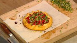 Matt Tebbutt savoury French galette with roasted peppers, almonds, smoke paprika using shop brou ...