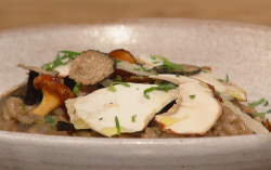 Daniel Clifford’s button mushroom risotto with satay autumn mushrooms fresh ceps and Parme ...