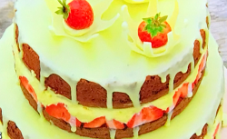 Dave’s strawberry splash white chocolate fraisier cake on The Great British bake Off 2020