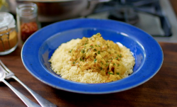 Nadiya Hussain chicken stew with grapefruit and buttery couscous on Saturday Kitchen