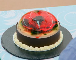 Hermine’s chocolate and raspberry mousse jelly cake on the Great British Bake Off 2020