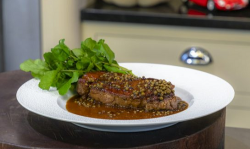 James Martin Sirloin Steak with Brandy and Peppercorn Sauce on James Martin’s Saturday Morning