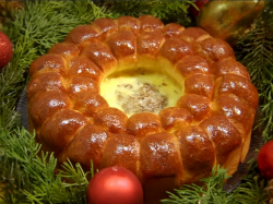 Lisa’s brioche, onion and brie cheese Christmas reef starter on the Great British Menu 2020