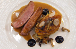 Jamaar’s honey glazed duck breast with miso glazed cabbage and a five spice sauce on Masterchef  ...