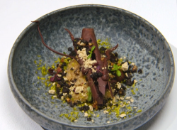 Simon’s The Snowtorious Sticky Toffee Pudding dessert on the Great British bake Off 2020