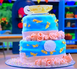 Cece’s Funfetti Wonderland Showstopper Cake with banana frosting on Junior Bake Off 2021 Final