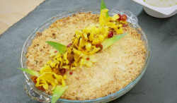 Nancy’s Caribbean crumble with lime crusted coconut ice cream on The Great British Bake Of ...