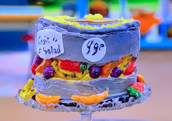 Robbie’s fruit cocktail fault line cake on Junior Bake Off 2021