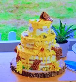 Reece’s J Bee O Finale Showstopper layered cake with chocolate, honey and a coffee and wal ...