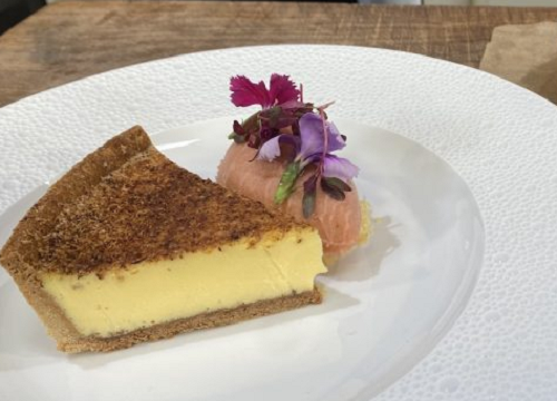 Lenny Carr-Roberts’ custard tart with nutmegs and whipped cream on James Martin’s Sa ...