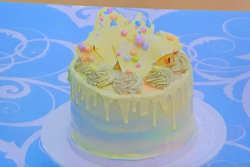 Reece’s rainbowsplosion cake on Junior Bake Off 2021