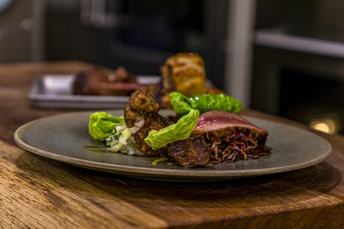 Ryan and Liam Simpson-Trotman Wild Boar with Jerusalem Artichoke, Apple, red cabbage and a musta ...