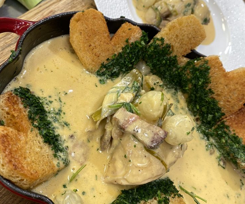 James Martin White Chicken Blanquette with Heart Shaped Fried Croutons on James Martin’s S ...
