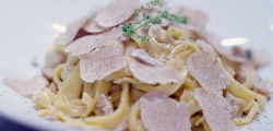 Ricardo’s fresh fettuccine pasta with porcini and white truffles on A Taste of Italy with  ...