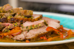 Brian Turner Spicy Pork Stuffed Leg of Lamb with Red Peppers on James Martin’s Saturday Mo ...