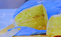 Alexandra Burke clean sheets cake on The Great Celebrity Bake Off for SU2C 2021