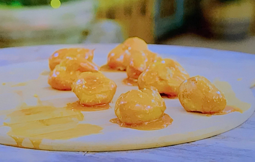 Ade’s salted caramel choux buns on The Great Celebrity Bake Off for SU2C