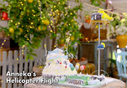Anneka’s Helicopter Flight Showstopper Cake on The Great Celebrity Bake Off for SU2C