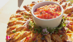 Briony’s puff pastry wheel with salsa on Lorraine